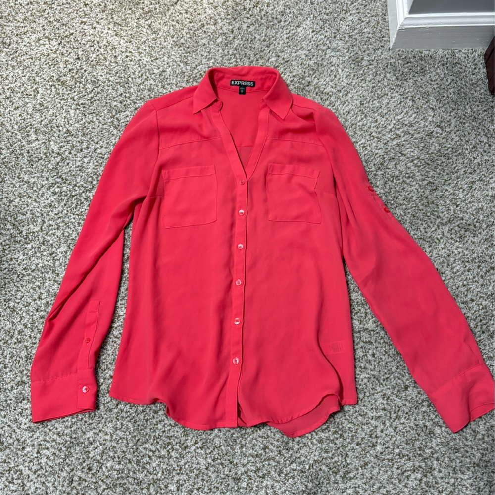 Express Vibrant Pink Collared Shirt